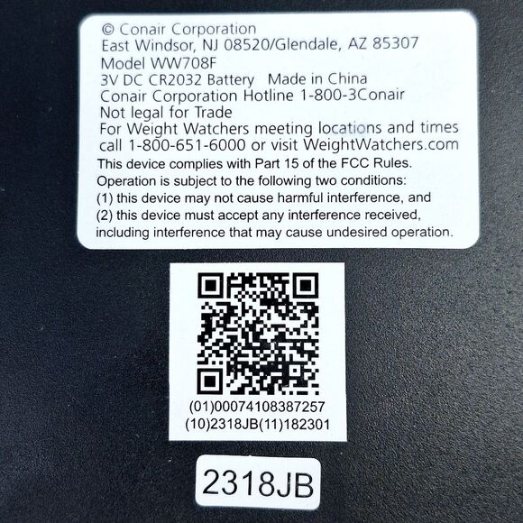 Weight Watchers Body Analysis Glass Floor Scale by Conair - Picture 7 of 8